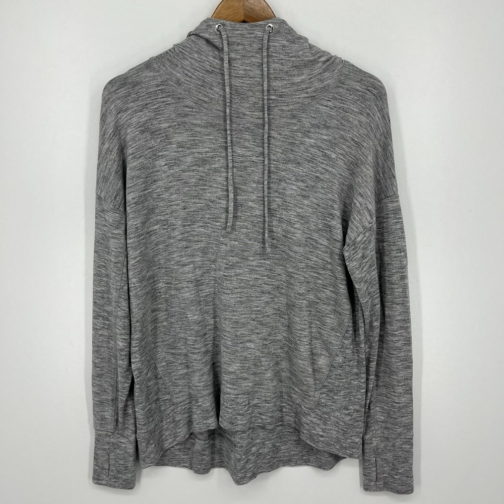 Athleta Hoodie Women's Size L Gray Drawstring Pullover Lightweight Stretch‎